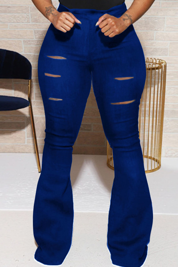 Pantalones de altavoz de cintura alta con botones lisos de Blue Street