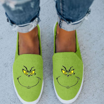 Grüne, modische, lässige, runde, flache Canvas-Schuhe für die Tür