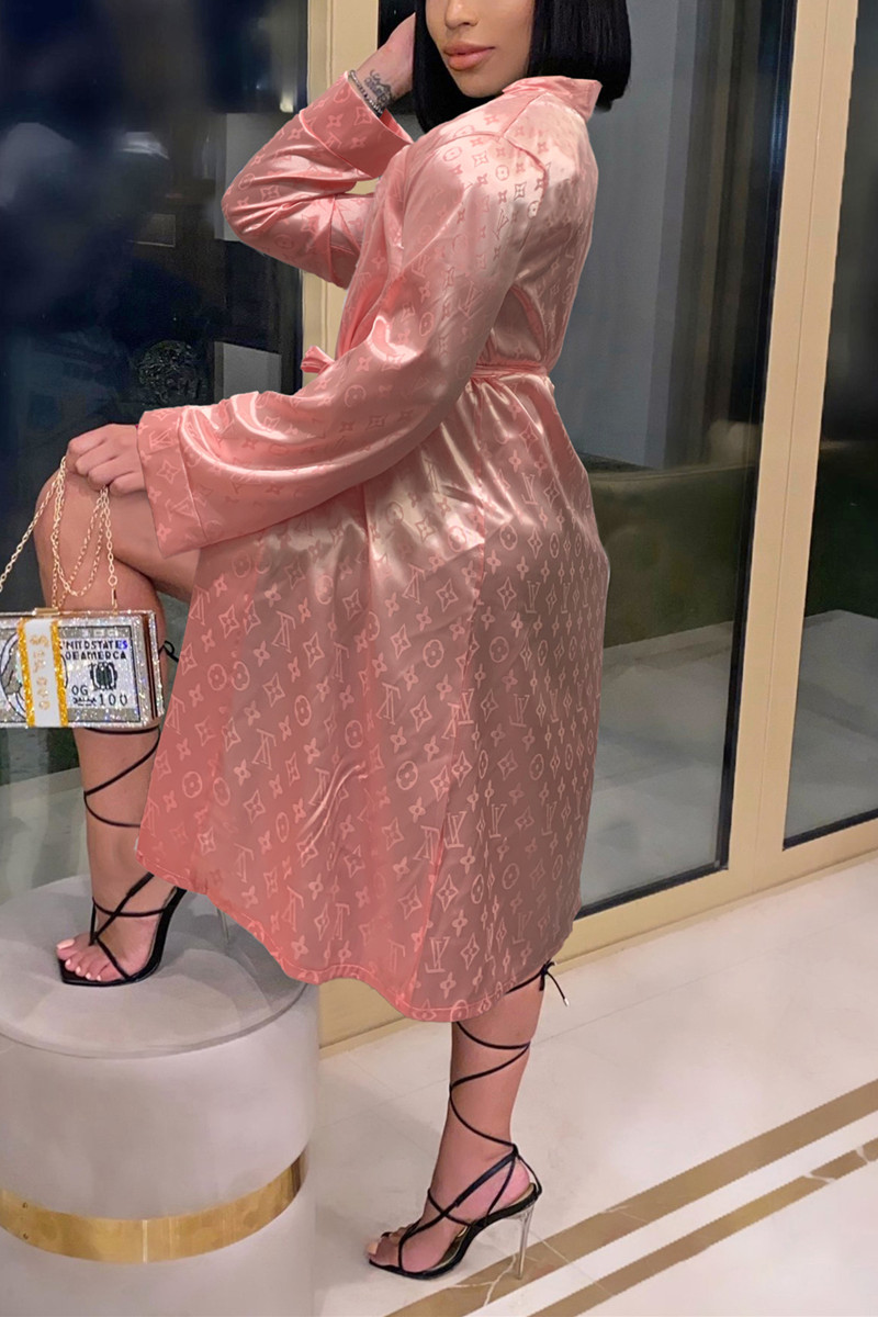 

Light Pink Fashion Sexy Print Nightdress