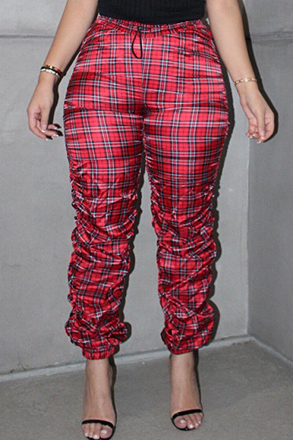 Pantalones de cintura alta sueltos con estampado sexy rojo