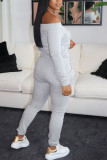 Grey Sweet Solid With Belt Bateau Neck Straight Jumpsuits