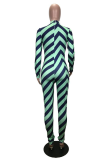 Green Street Striped Patchwork O Neck Skinny Jumpsuits