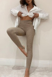 Kaki Sportswear Solid Patchwork Regular Taille Haute Pantalon Crayon