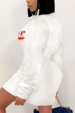Robes de jupe enveloppées col POLO imprimé sexy blanc