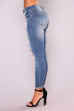 Jeans skinny rasgado de cintura alta Blue Street
