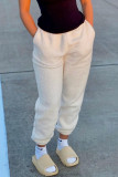 Pantalones de lápiz de cintura media regulares sólidos casuales blancos