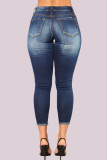 Jeans skinny rasgado de cintura alta Blue Street