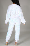 White Fashion Casual Long Sleeve O Neck Regular Sleeve Regular Patchwork Two Pieces