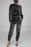 White Fashion Casual Long Sleeve O Neck Regular Sleeve Regular Patchwork Two Pieces