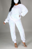 White Fashion Casual Long Sleeve O Neck Regular Sleeve Regular Patchwork Two Pieces
