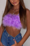 Purple Fashion Sexy Spaghetti Strap Sleeveless Spaghetti Strap Short Solid Tops
