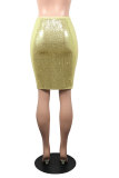 Mörkgrön Sequin Patchwork Hip kjol