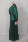 緑のセクシーなソリッドVネックイブニングドレスドレス