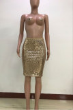 Mörkgrön Sequin Patchwork Hip kjol