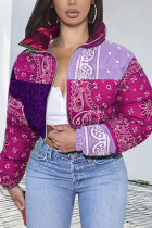 Фиолетовый модный повседневный кардиган с принтом, верхняя одежда (серийная печать, нестандартная печать)