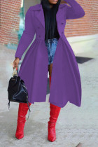 Purple Elegant Solid Split Joint Turndown Collar Outerwear