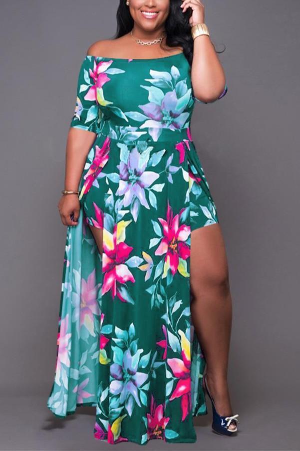 

Green Polyester Lightly cooked One word collar Floral Print Floral