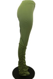 Grüne Promis Solide Falte ohne Gürtel Normale kleine elastische Bleistiftunterteile mit mittlerer Taille