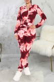 Colletto con cappuccio e maniche lunghe in due pezzi con patchwork sexy rosso rosa
