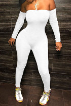 Witte sexy strapless regular jumpsuits met print