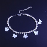 Pink Fashion Rhinestone Butterfly Anklet
