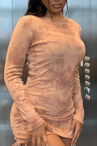 Абрикосовый элегантный принт в стиле пэчворк, складные платья-юбка-карандаш с круглым вырезом