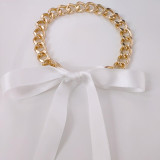 White Fashion Patchwork Bow-tie Decoration Necklace
