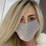 Máscara Facial Prata Fashion Patchwork Strass