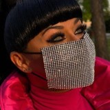Серебряная модная лоскутная маска для лица со стразами