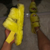Желтые модные повседневные удобные плюшевые сандалии с вырезами