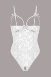 Teddies de lingerie transparents évidés solides à la mode pourpre