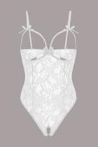 Teddies de lingerie transparents évidés solides à la mode blanche