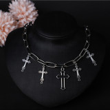 Серебряное модное ожерелье с полым крестом