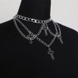 Серебряное модное ожерелье с полым крестом