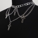 Silver Fashion Hollow Cross Halsband