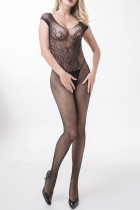 Zwarte sexy doorschijnende lingerie met patchwork