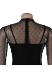Black Network - Robe deux pièces sexy en patchwork avec jupe à hanches solides et manches longues
