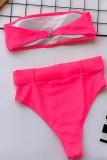 rosa röd Nylon Patchwork Print Tvådelad kostymer för vuxna Mode Sexiga Bikinis Set