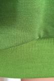 Armeegrün Erwachsene Lässige Mode Flügelärmel Lange Ärmel V-Ausschnitt Laternenrock Knielang Patchwork Embro