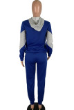Blue Casual Patchwork Two Piece Suits Solid Straight Long Sleeve