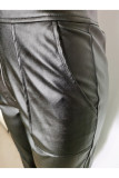 Черные однотонные прямые брюки на молнии из искусственной кожи с застежкой-молнией