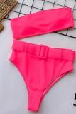 rosa röd Nylon Patchwork Print Tvådelad kostymer för vuxna Mode Sexiga Bikinis Set