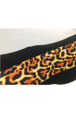 Imprimé léopard Sexy Patchwork bandage grain léopard manches longues un mot col combinaisons