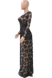 Wine Red Lace Sexy Cap Sleeve Long Sleeves O neck Swagger Floor-Length lace Patchwork Solid 