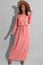 Pink Milk. Celebrities Off The Shoulder Long Sleeves One word collar Step Skirt Ankle-Length Solid 