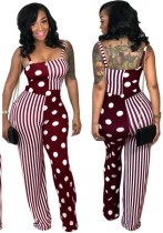 Red Jujube Backless Patchwork Fashion sexy Jumpsuits & Rompers
