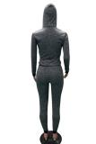 Grey Fashion adult Sexy Two Piece Suits Patchwork Dot Straight Long Sleeve Two-piece Pants Set