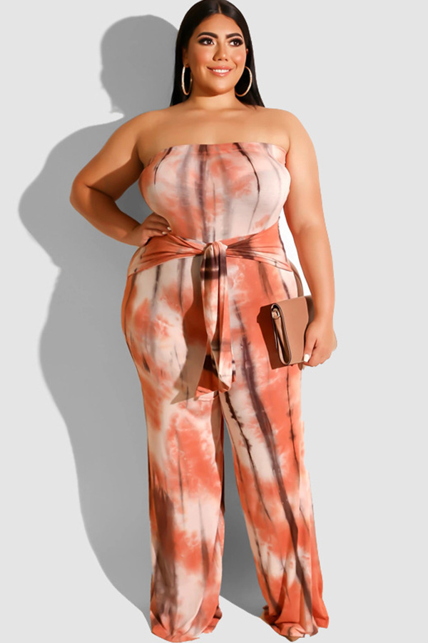 

Orange Polyester Fashion Sexy adult Wrapped chest Tie Dye Print Bandage
