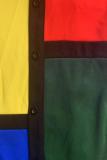 Miscele multicolori Camicette e camicie patchwork con bottoni a maniche lunghe con colletto alla coreana