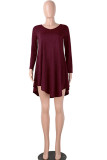 purple Sexy Cap Sleeve Long Sleeves V Neck Swagger Knee-Length Patchwork Solid 